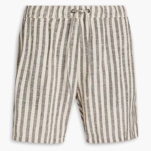 Onia Mid-length Striped Linen-blend Swim Shorts in Size Small
